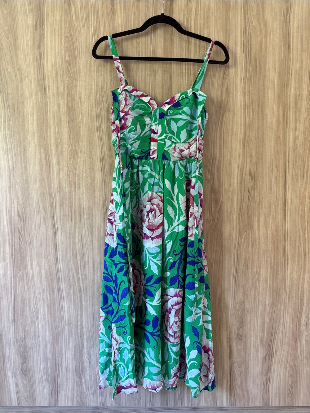 ATHROPOLOGIE Moulinette Soeurs Green Floral Midi Dress size S